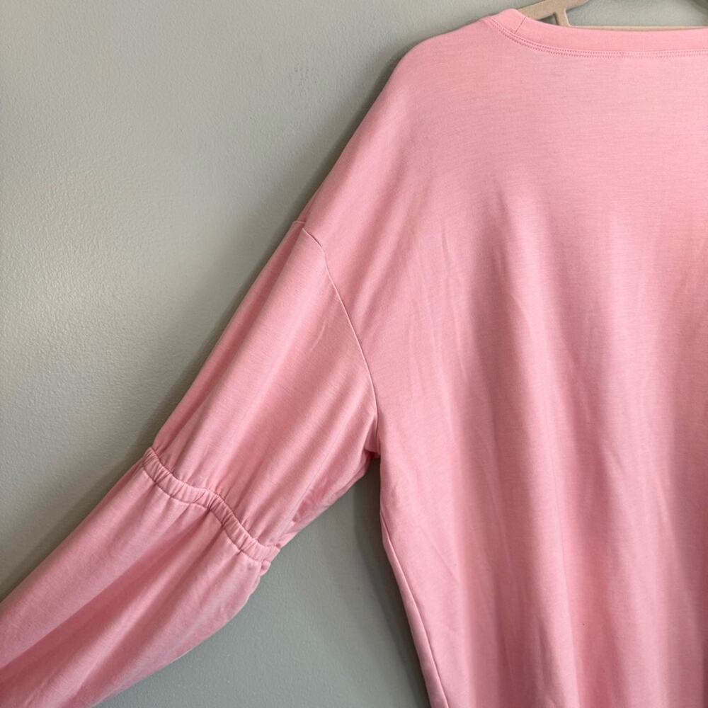 Avia Stretch Long Sleeve Pullover Round Neck Solid Basic Sweatshirt Pink XL - Picture 3 of 9